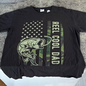 Reel Cool Dad Black Graphic T-Shirt